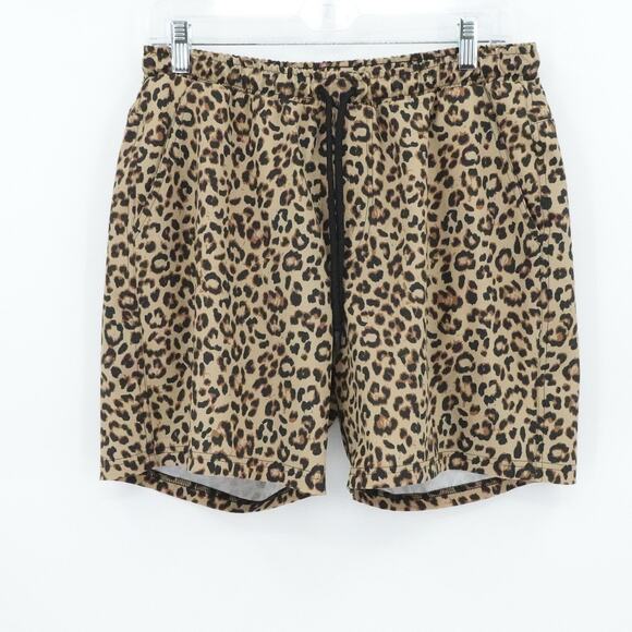 BN3TH Shorts Mens Medium Leopard Print Drawstring Lined Pockets Athletic Casual - Picture 1 of 14